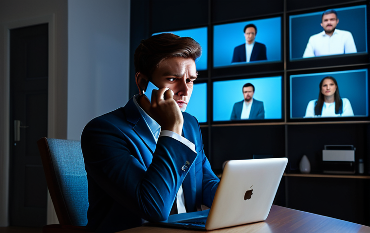 A young professional adult, male or female, with visibly tired eyes and a slightly slumped posture, holding a smartphone close to their face. They are dressed in professional yet comfortable attire, fully clothed, appropriate attire, and modest clothing. The subject is sitting in a dimly lit modern home office or living room, surrounded by multiple glowing screens like a laptop and tablet, casting a cool blueish light on their face. The scene captures a feeling of digital exhaustion and mental fog, with subtle visual cues of constant notifications. Professional photography, high quality, realistic lighting, deep shadows, safe for work, appropriate content, fully clothed, professional dress, perfect anatomy, correct proportions, natural pose, well-formed hands, proper finger count, natural body proportions, family-friendly.
