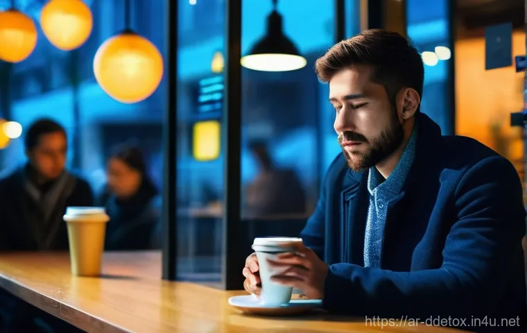 디지털디톡스와 심리적 스트레스 완화 - **Prompt for Digital Overload and Disconnection:**
    "A person in their late 20s to early 30s, dre...