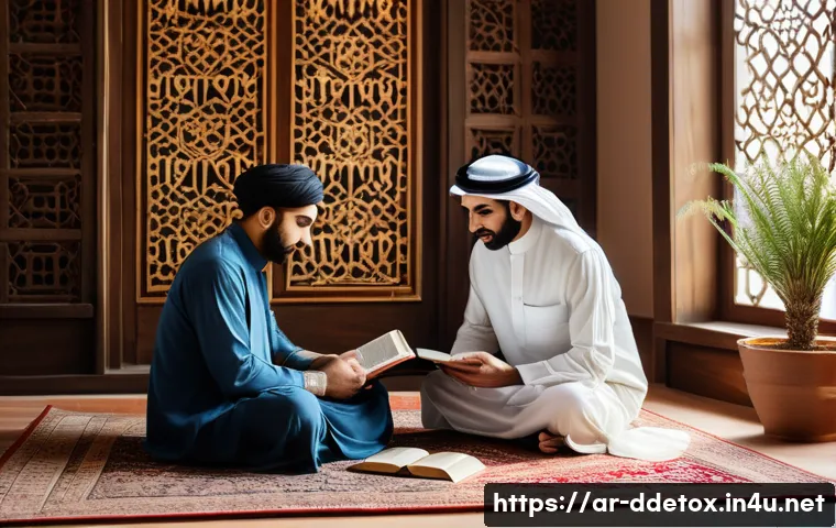 디지털디톡스와 생산성 향상 - A serene Middle Eastern family living room scene during a morning digital detox hour, featuring a mo...